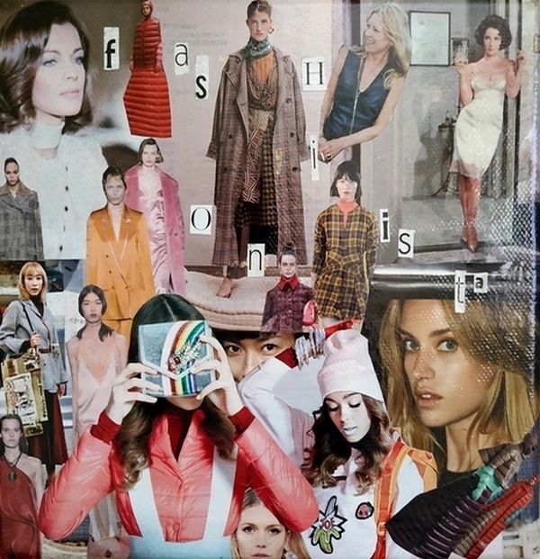tableau collage fashionista 20 x 20 cm